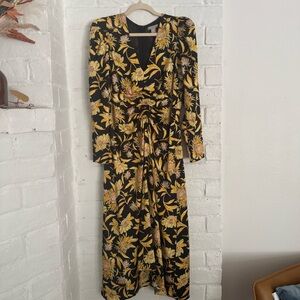 H&M Black Floral Long Sleeve Midi Dress – Size M $30
